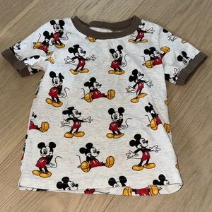 Disney Mickey Mouse Kids T-Shirt - Cream and Brown